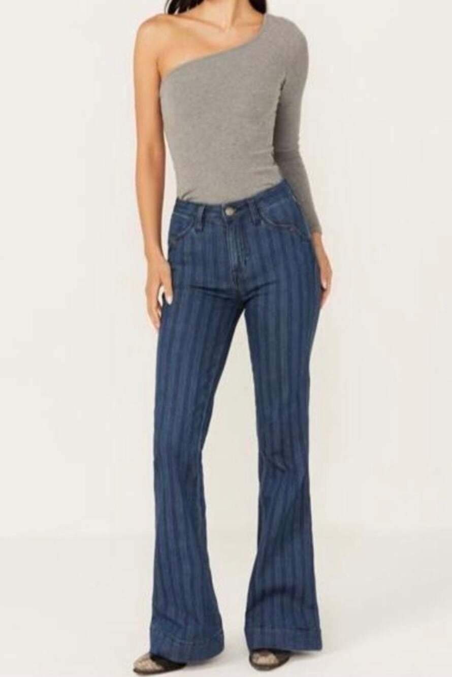 Rock & Roll Denim Women's High Rise Bootcut Striped Jeans